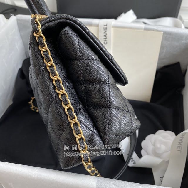 Chanel女包 香奈兒專櫃最新款小號口蓋包 Chanel經典菱格黑球手柄手提肩背女包  djc4150